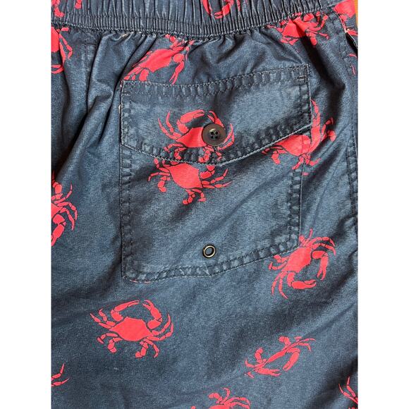 Men's Swim Trunks Blue Crab Print Drawstring Elastic Waist Casual Shorts - Picture 3 of 10